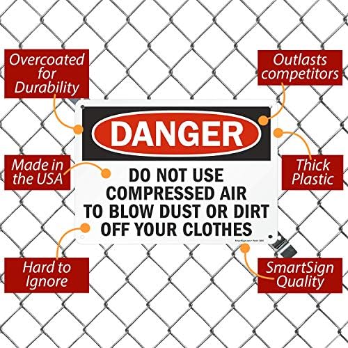 SmartSign סכנה - אל תשתמש באוויר דחוס כדי לפוצץ אבק שלט | 10 x 14 פלסטיק